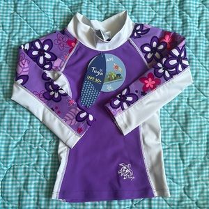 NWT Tuga Baby Girl Purple Long Sleeve UPF 50+ Rash Guard